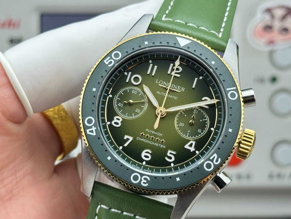 Годинник автоматичний Longines Spirit Flyback Skóra Ø42mm green