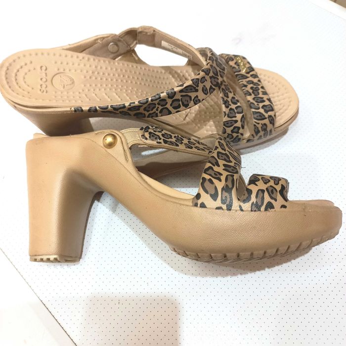 Сабо Crocs 5(36)р. Леопардовые тапочки шлепки
