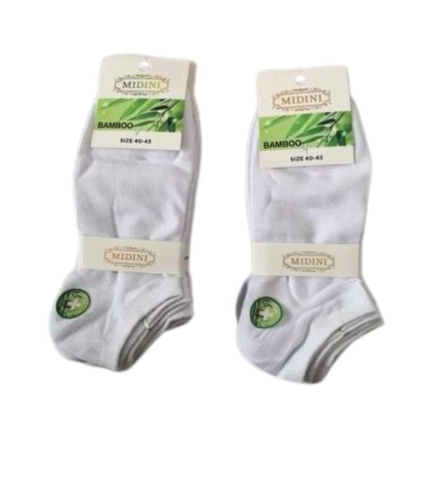 5 par Stopki męskie Bambusowe gładkie białe 40-43