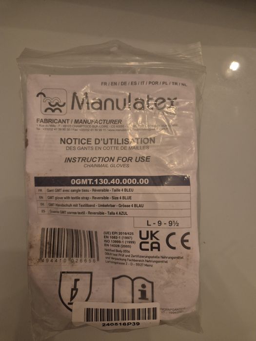 Luvas malha de aço Manulatex L NOVA
