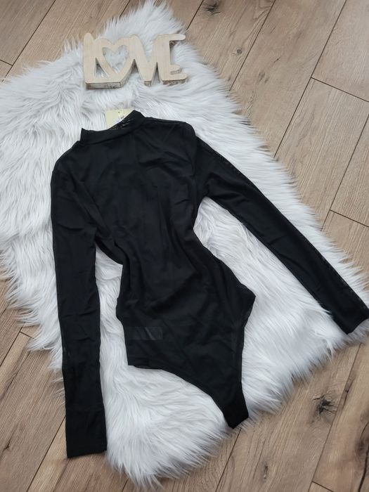 Czarne body siatka z marszczeniem s/m