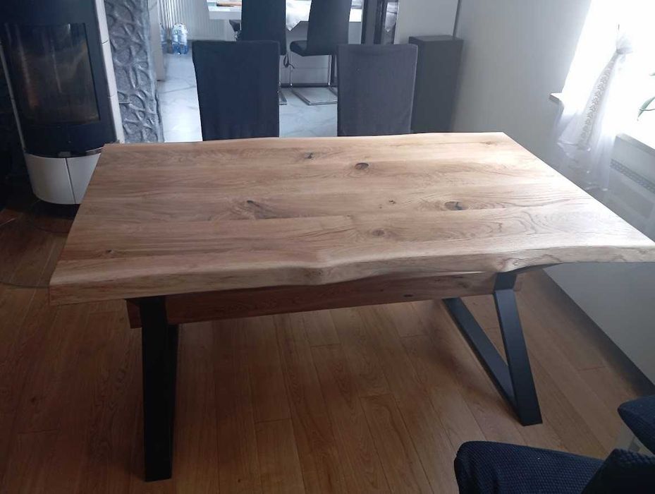Ława Dębowa Loft Nowoczesna Lite Drewno Dąb Masywne Nogi
