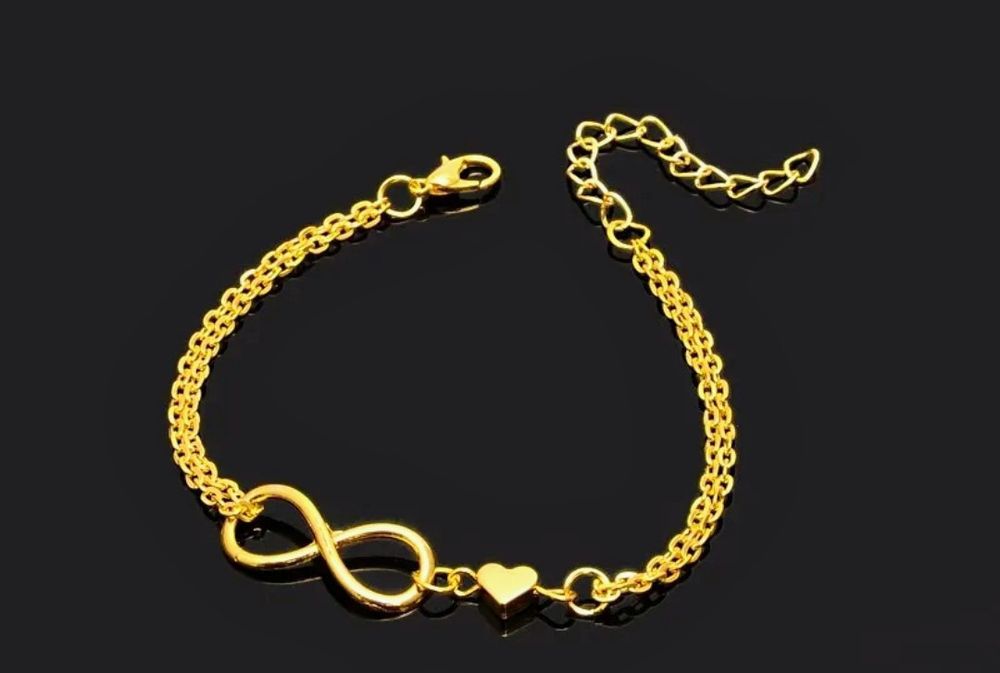 Bransoletka nieskończoność serce podwójny łańcuszek Nowa