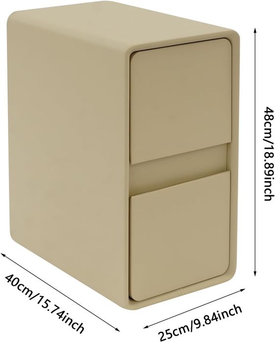 Mesa de Cabeceira Estreita Cáqui com 2 Gavetas - Baixa de Preço