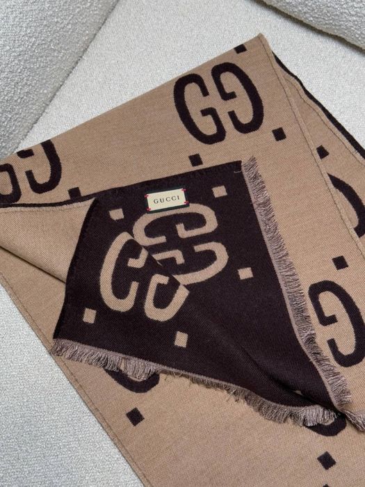 Шарф коричневий Gucci! Двосторонній! В брендовій упаковці!