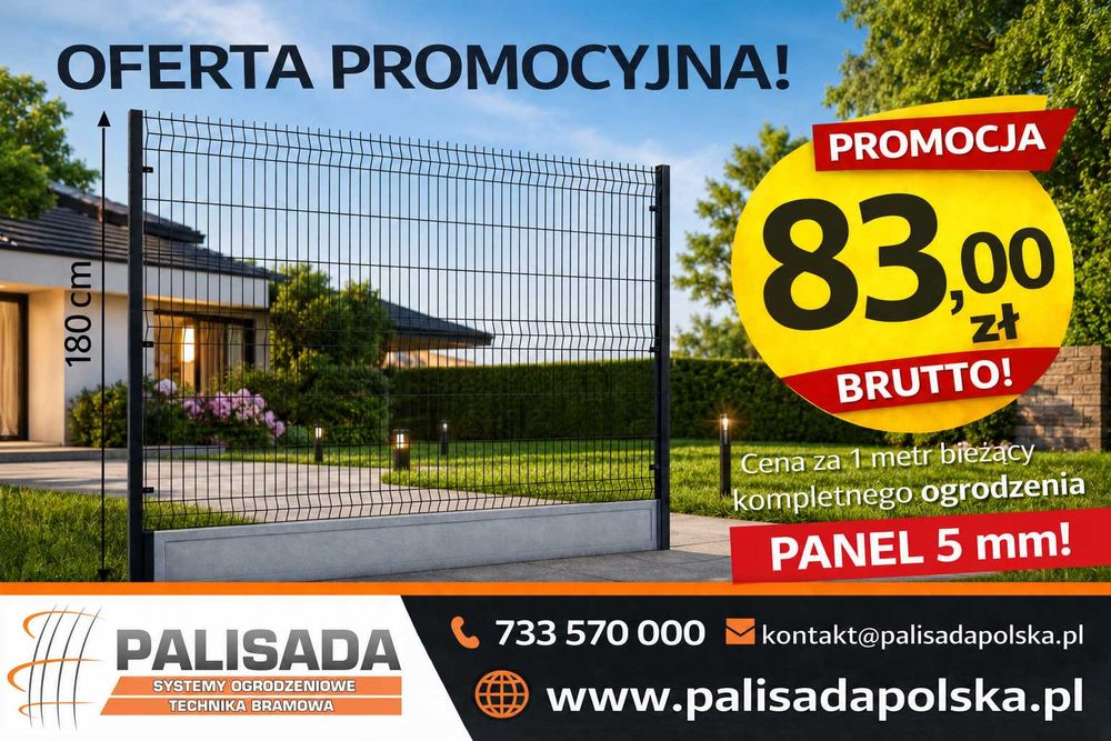 OGRODZENIE PANELOWE grube 5 mm | panel 153 cm + podmurówka 25 cm = 180 cm | PROMOCJA!!!
