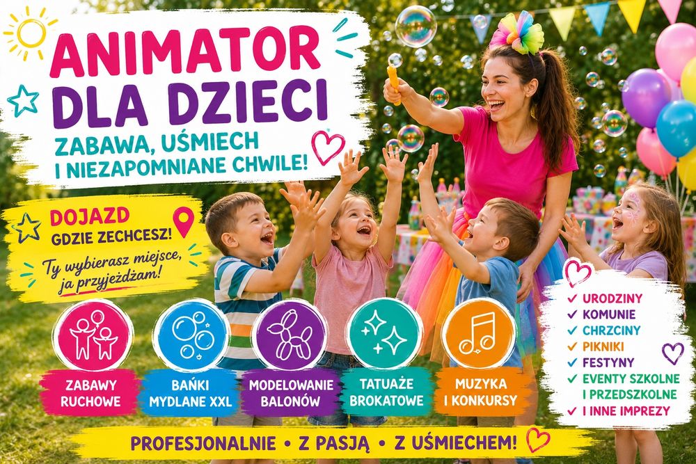 Animator na piknik rodzinny i festyn | Animacje dla dzieci Szczecin