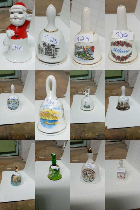 Lote de 94 Sinetas/Sinos de Porcelana, Cerâmica & Souvenirs de Viagem