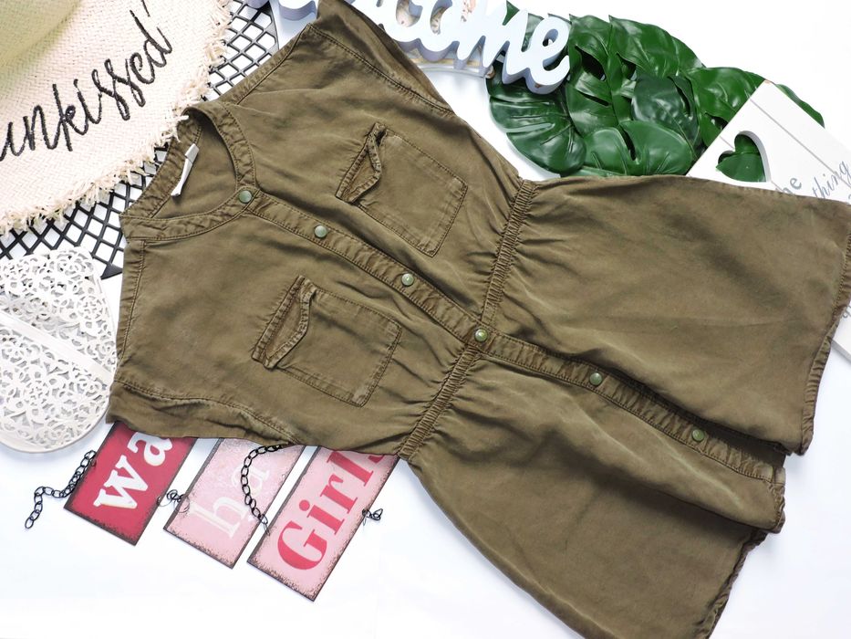 Name It - koszulowa sukienka khaki , 100% lyocel r 110
