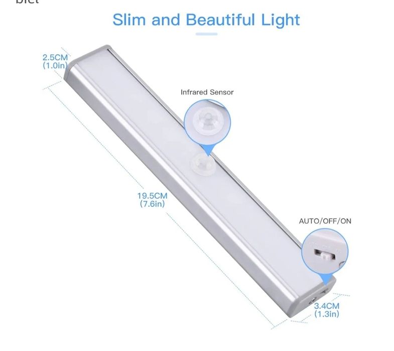 Oświetlenie szafki LED z czujnikiem ruchu,