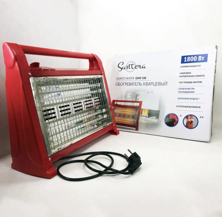 Кварцовий обігрівач Suntera QHW-106 1800 Вт, кварцовий обігрівач для дому, переносний обігрівач