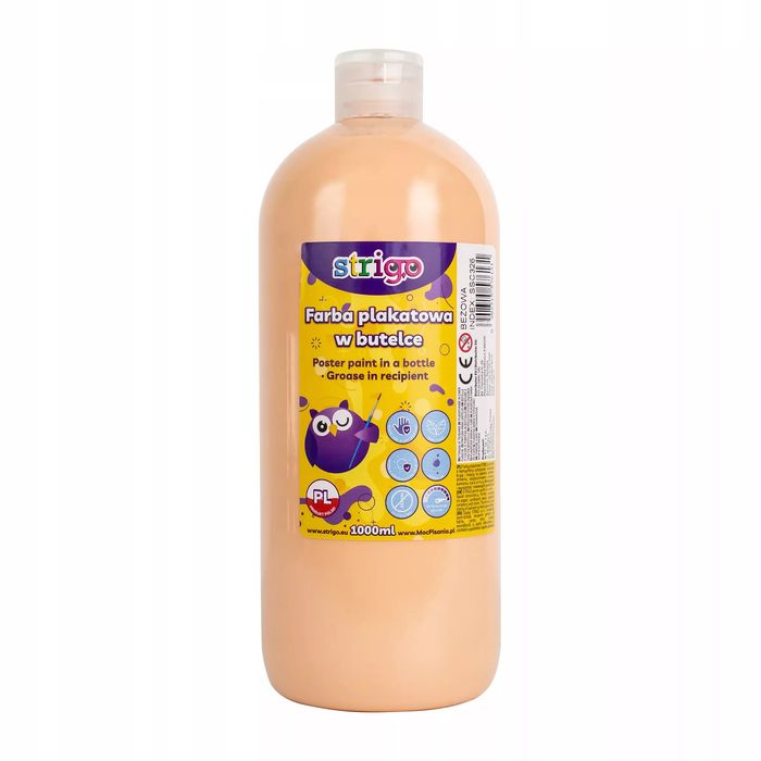 Farba Plakatowa W Butelce 1000Ml Beżowa Strigo. Strigo