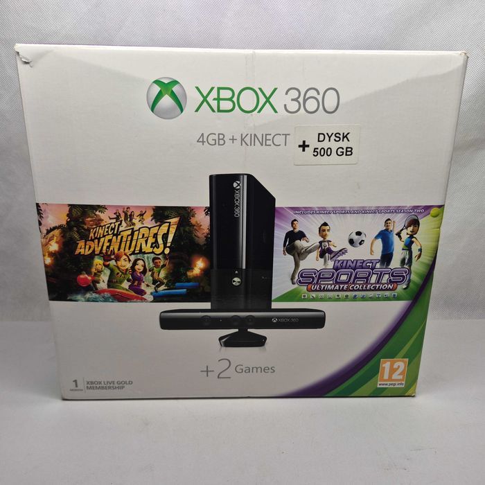 Konsola Xbox 360 2 pady Kinect 9 gier; Komis Jasło Igielna