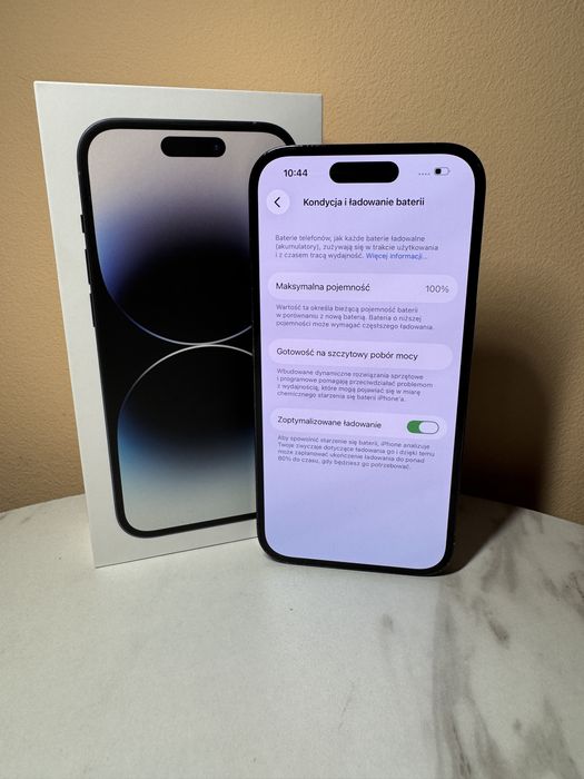 MEGA ZESTAW iPhone 14 PRO • 100% baterii • GRATIS kostka, kabel, szkło, etui