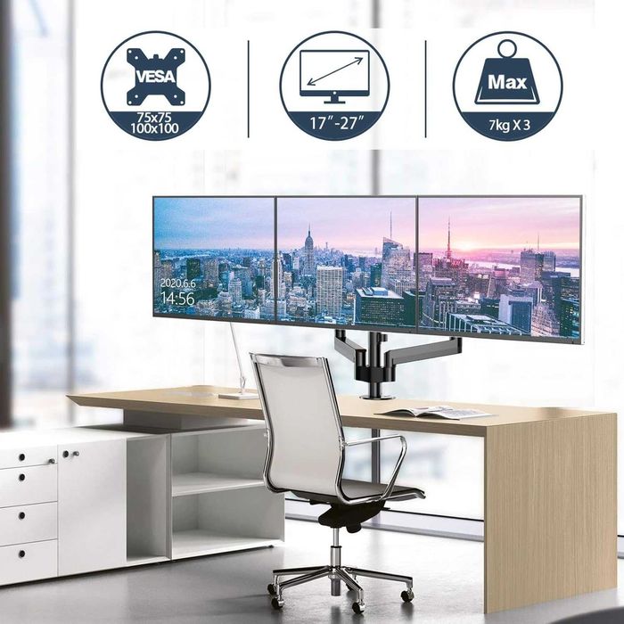 WORLDLIFT Suporte para 3 monitores 17" - 27"