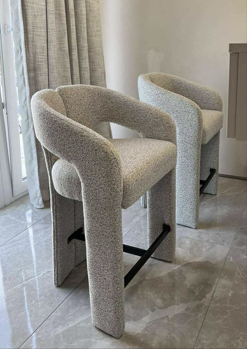 Hoker tapicerowany fotel krzesło szare, struktura