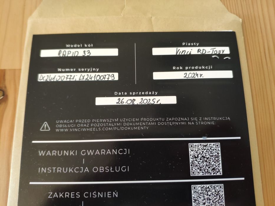 Koła szosowe karbonowe Vinci Rapid 33