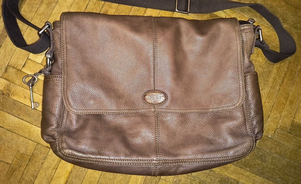 Fossil сумка чоловіча  коричнева шкіряна