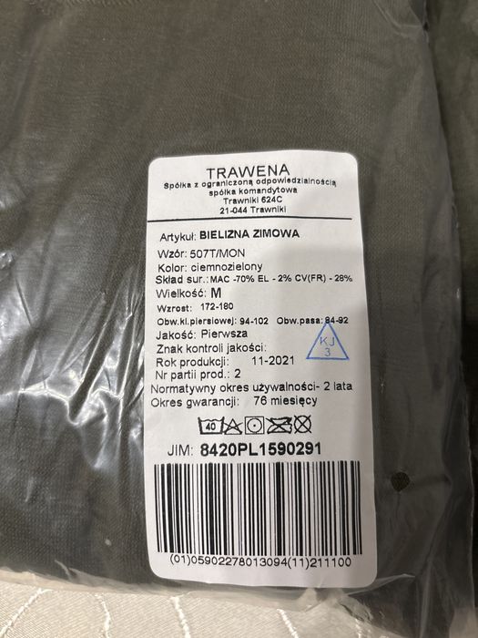 2 x bielizna zimowa wzór: 507T/MON rozm. M