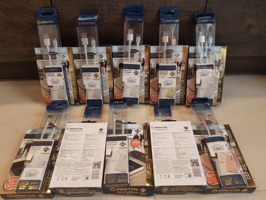 Powerbank MANTA MPB940 Carbon 4000 mAh + Kabel USB9003 Diamond