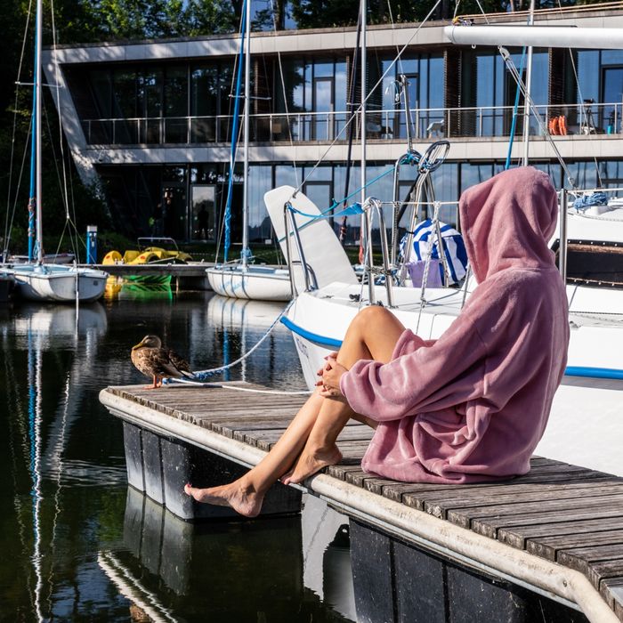 Długa bluza koc damska oversize poduszka różowa 90cm długości