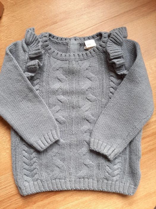 Sweter gruby grafitowy H&M 5% wełna 74
