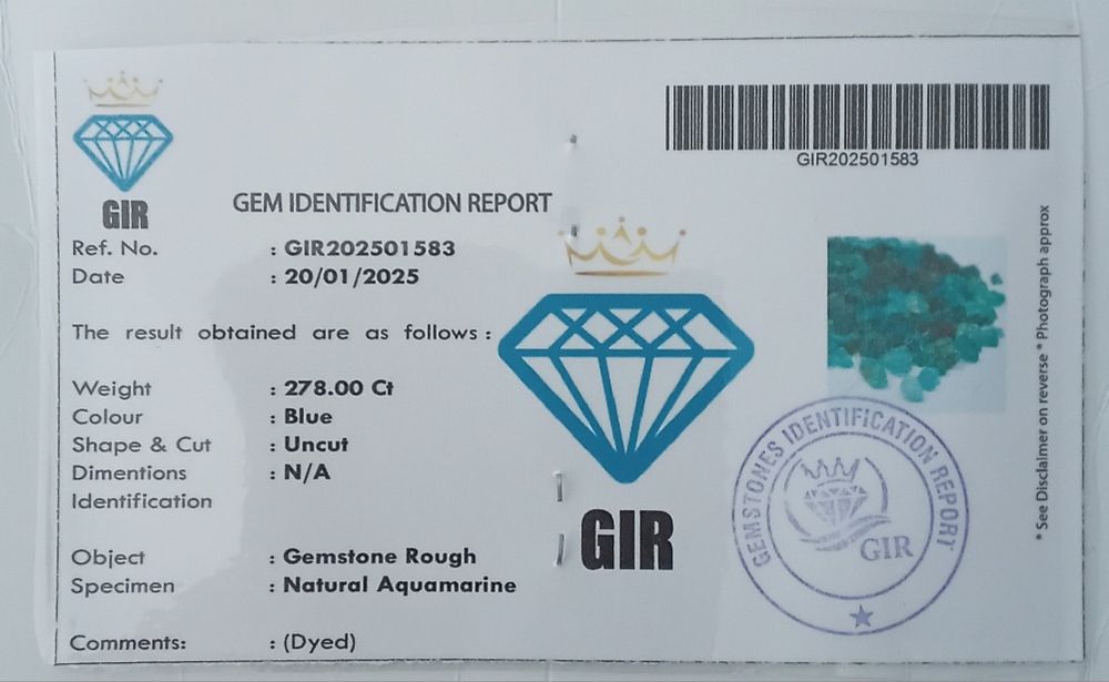 Lote De Agua Marinha em estado puro com Certificado