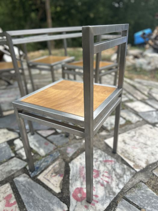 Mesa e 4 cadeiras aço inox