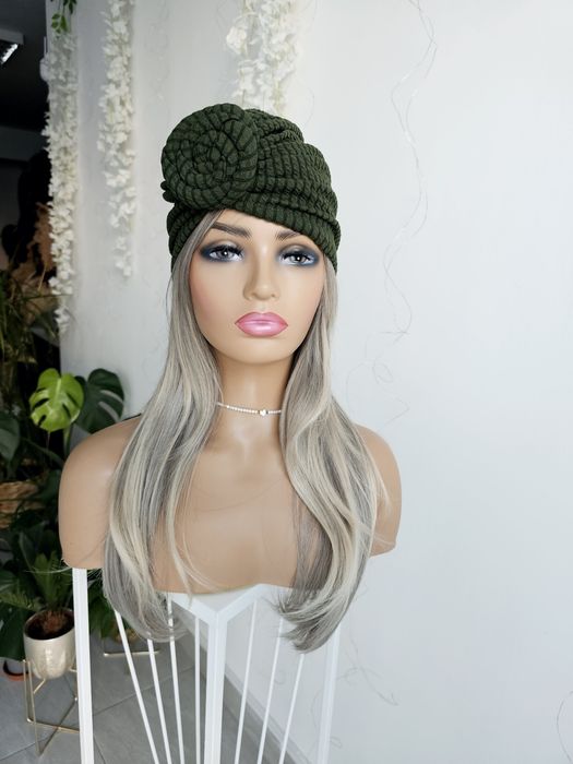 Turban czepek Iga zielony nakrycie głowy podczas leczenia czapka