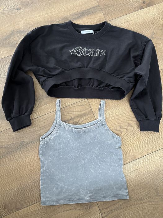 Bluza z topem reserved rozmiar 140 krótka czarna bluza