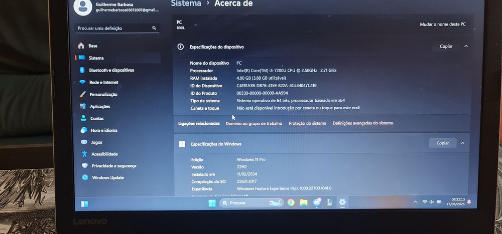 Computador portátil ACER I5 7200U