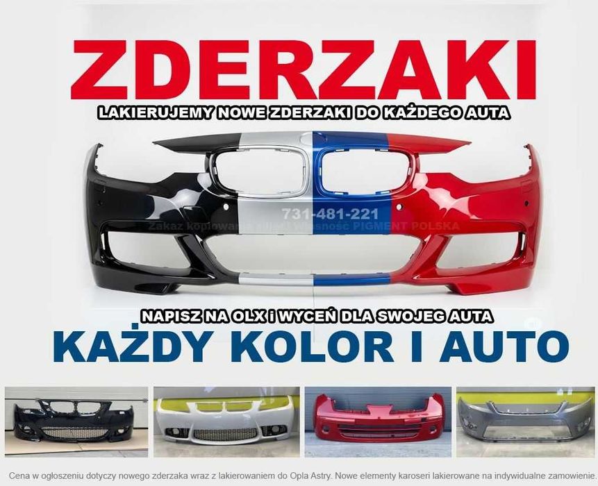 NOWY ZDERZAK przód - każdy KOLOR i każda MARKA - HURTOWE ceny -WYSYŁKA