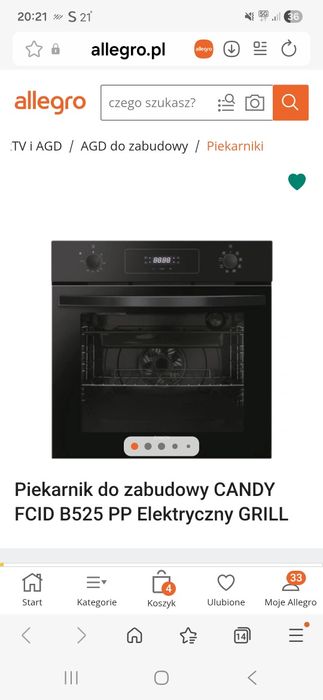 Piekarnik do zabudowy CANDY FCID B525 PP Elektryczny GRILL