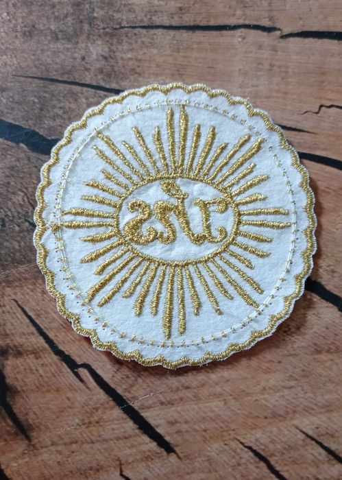 IHS aplikacja złota nitka Komunia Święta Chrzest