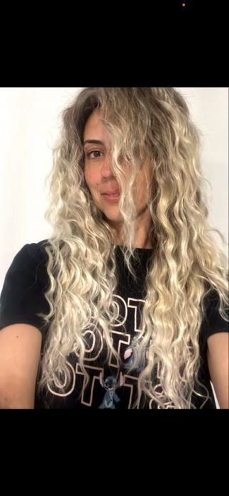 Длиный афро парик волнистый русый блонд