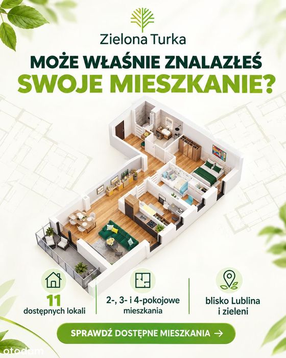 Przestronne 4 pokoje z balkonem | Zielona Turka, Lublin 15 min