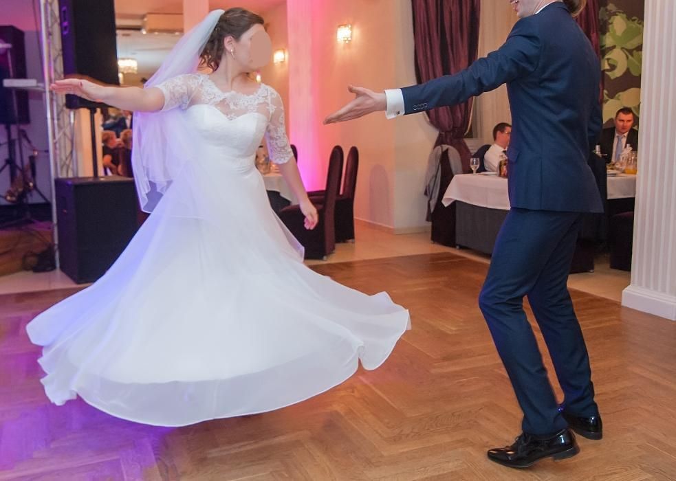 Suknia ślubna biała muślinowa koronka 40/42 Zanette Beatrice