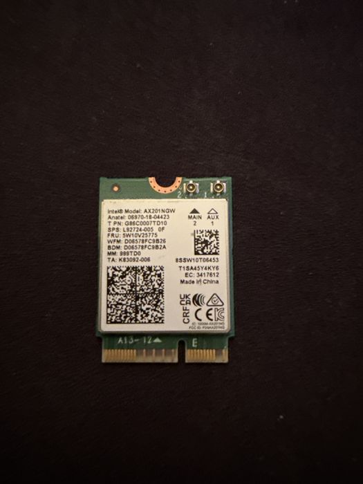 Wi-Fi 6 + Bluetooth 5.2 модуль Intel AX201NGW (SPS: L92724-005)