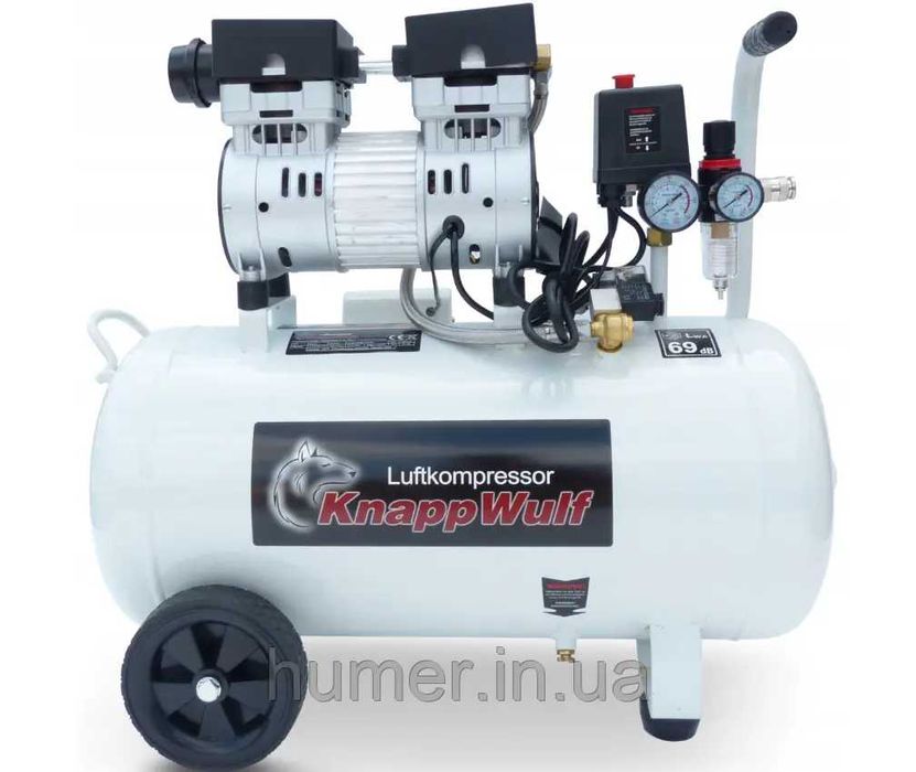 Компресор 2х циліндр безмасляний KnappWulf 50 л 1500 Вт 210л/хв 10 бар