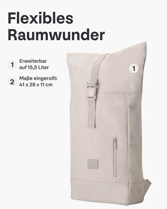 Plecak Johnny Urban Rolltop Unisex Robin Medium 15 l, Sand