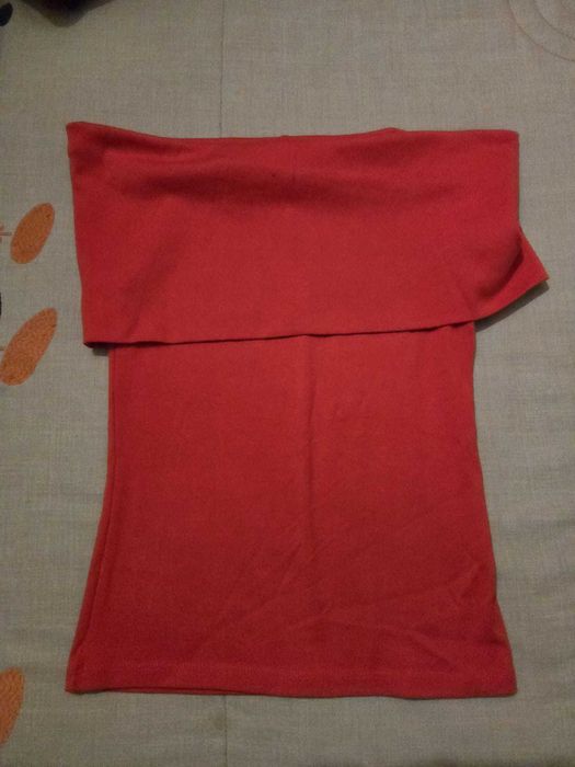 Top Vermelho Zara – Tamanho M – Decote Ombro a Ombro