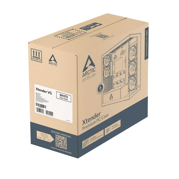 Obudowa Arctic Xtender VG White Clear Glass ARGB 2x 120mm, 2 x140mm