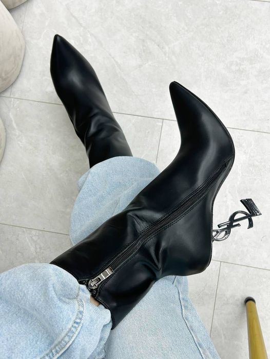 Botki szpilki skórzane jesienne YSL! Skóra naturalna! Premium