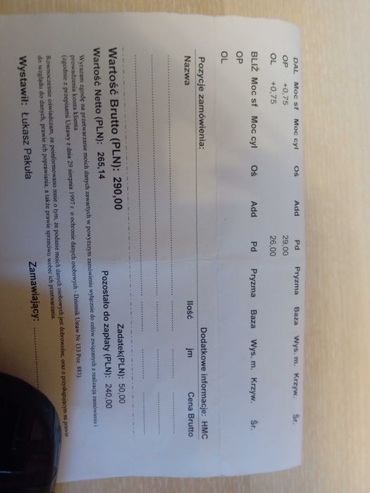 Okulary korekcyjne dla dziecka.