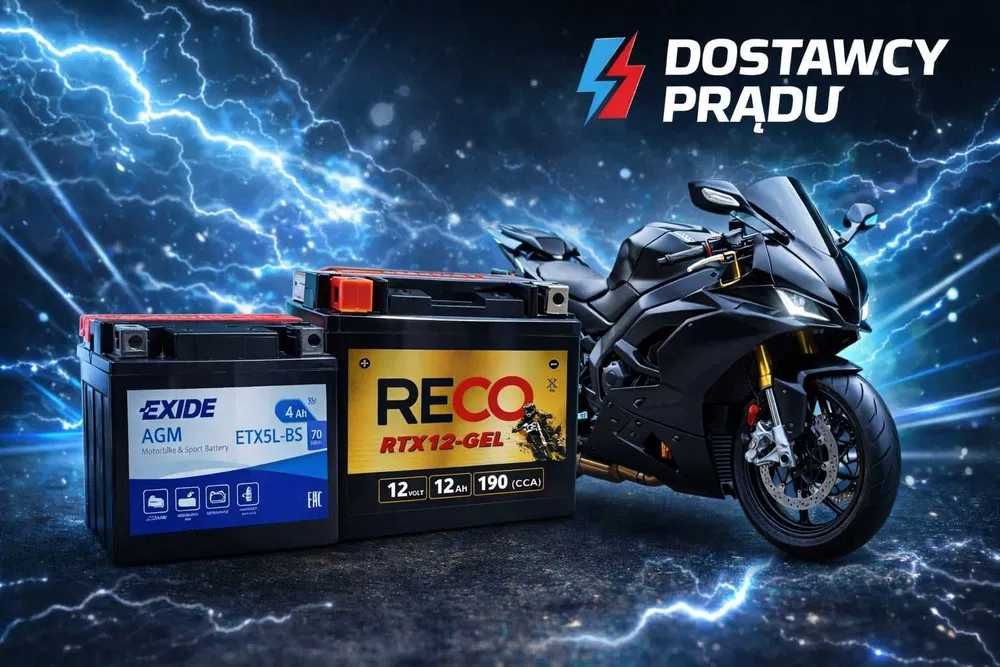 Akumulatory Motocyklowe - każda pojemność Exide,Varta