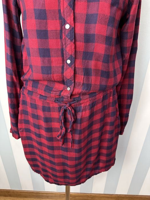 Czerwona koszulowa szmizjerka sukienka z długim rękawem 36/38 Pimkie