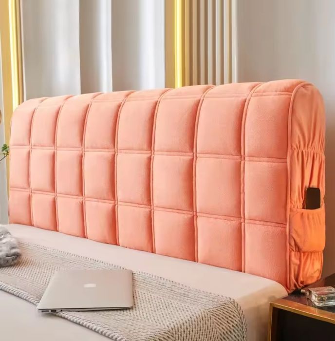 Capa acolchoada para cabeceira de cama – cinzento fumado (180 cm)