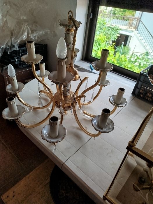 Candeeiro com banho de ouro