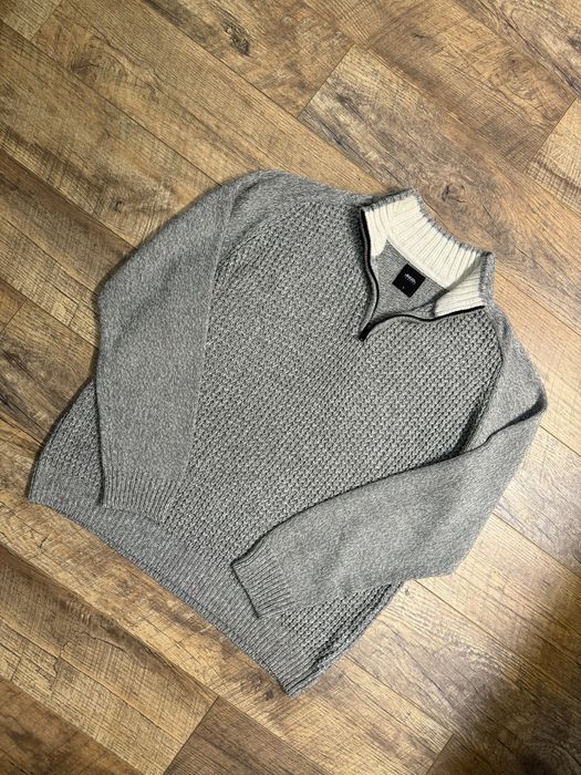 Свитер на замке 1/4 Л-ХЛ серый вязаный old money