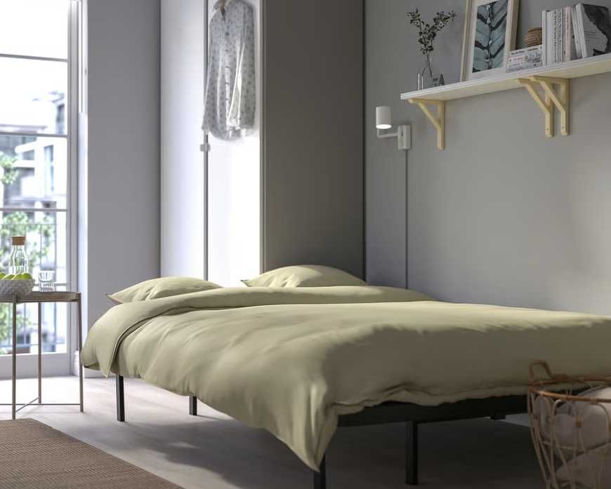 Sofá-cama 3 lugares, c/colchão de espuma/Skartofta preto/cinza